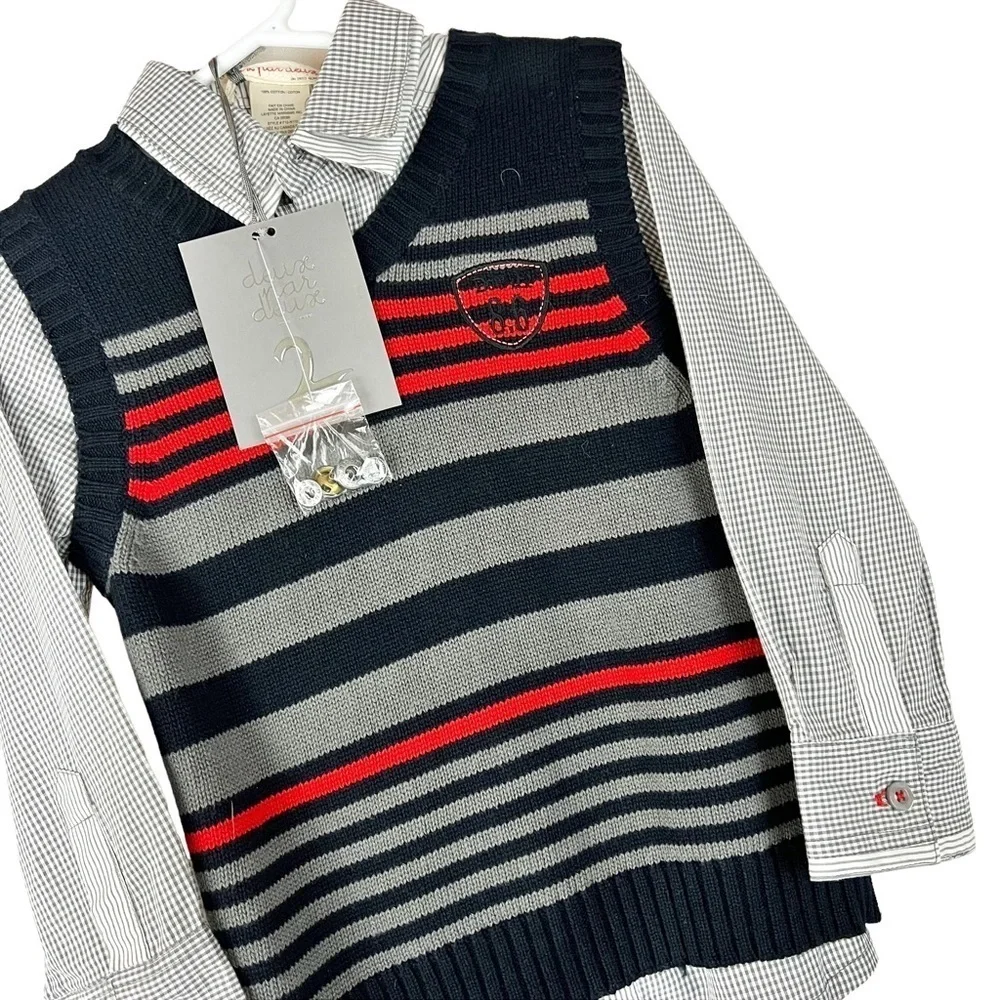 NWT Deux Par Deux Boy's Sweater Vest Set‎
